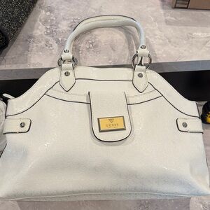 Guess Cream White Satchel with Gold Accents